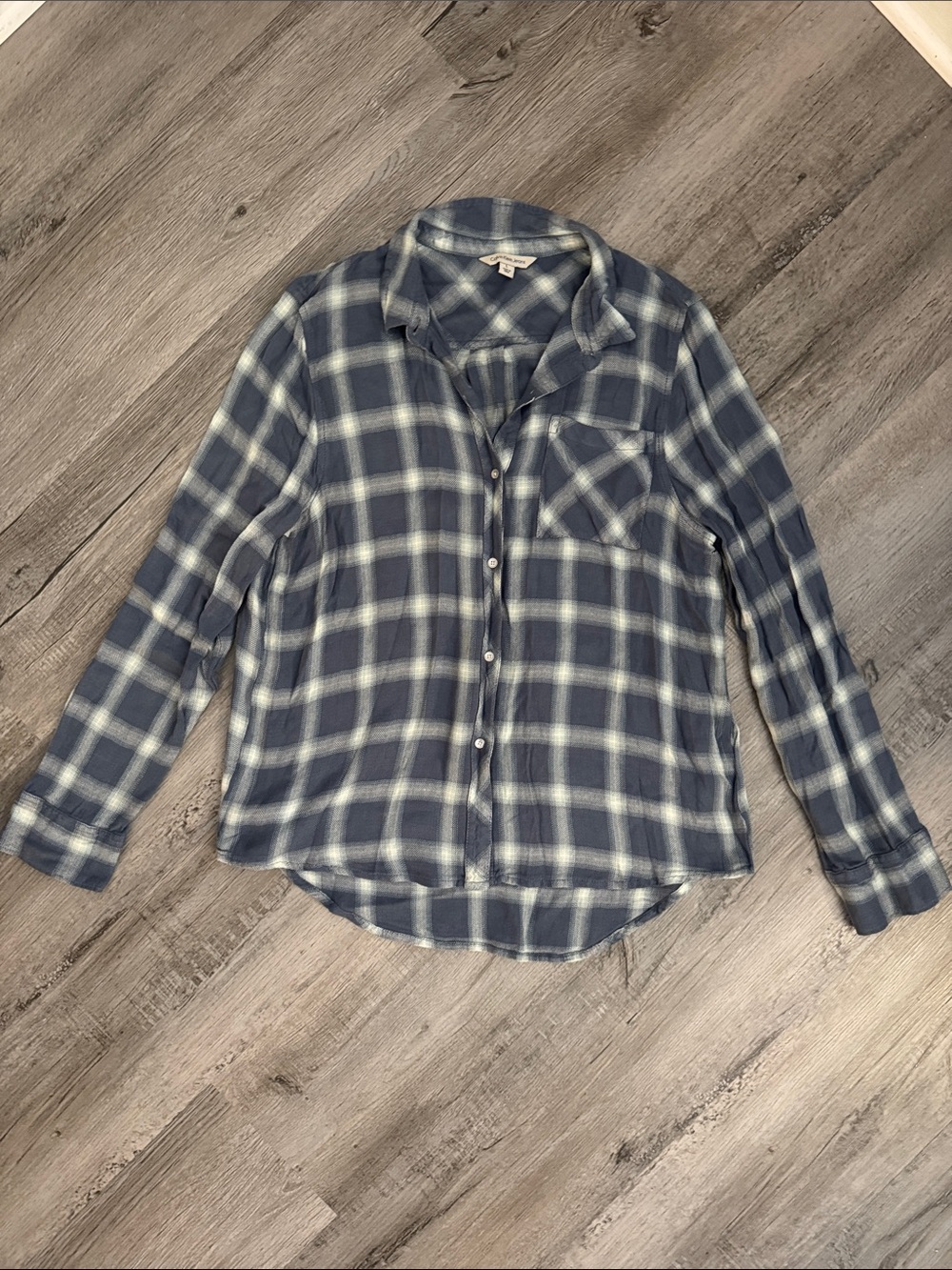 Calvin Klein Jeans Blue & White Plaid Button-Down Flannel Shirt - Women